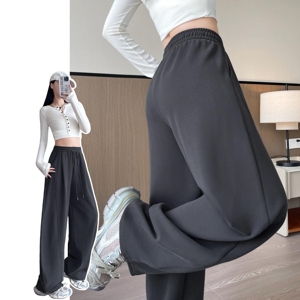 Gray scimitar wide-leg pants women's autumn new sweatpants small loose and thin casual straight sweatpants