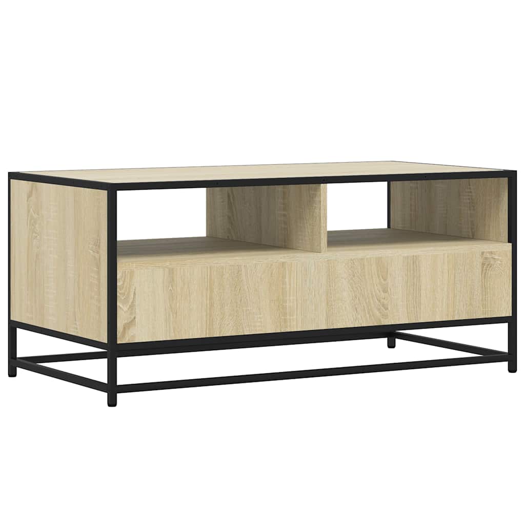 Coffee Table Sonoma Oak 100x50x45 Cm Particleboard and Metal