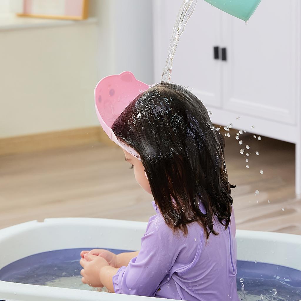 1pc Adjustable Soft TPE Bath Hat with Bear Ears - Cute Multicolor Bathing Cap, High Quality, Easy to Clean, Comfortable Ear Protection for Bath