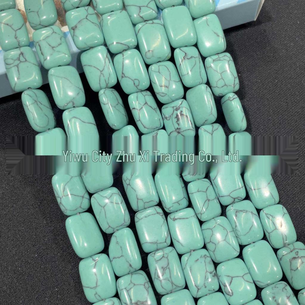 10x14mm Rectangular Crystal Agate and Turquoise Malachite Loose Beads for DIY Jewelry