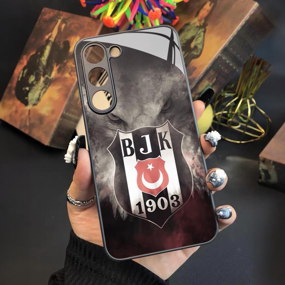A-Fashions Besiktas BJK Handyhülle Für Samsung Galaxy S25 S24 S23 S22 S20 S21 Note20 Ultra Plus Fe Farbige Silberne Hülle