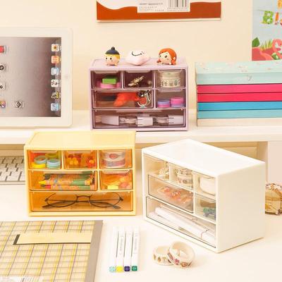 "Stylish Dustproof Storage Box – 6 Compartments for Dorm Desk, Stationery, Jewelry, and More"