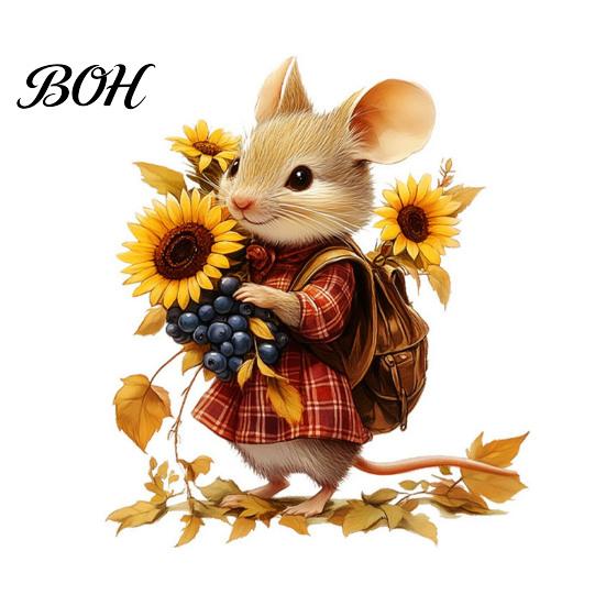 Autumn Theme Party Supplies Mouse Wall Stickers, Waterproof PVC Retro Fairy Tale Decals, Removable Peel Pastoral Style Stickers And Stick Decals