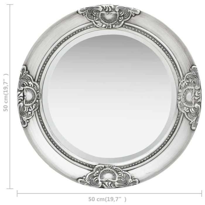 VidaXL Miroir mural style baroque 50 cm Argenté 320346