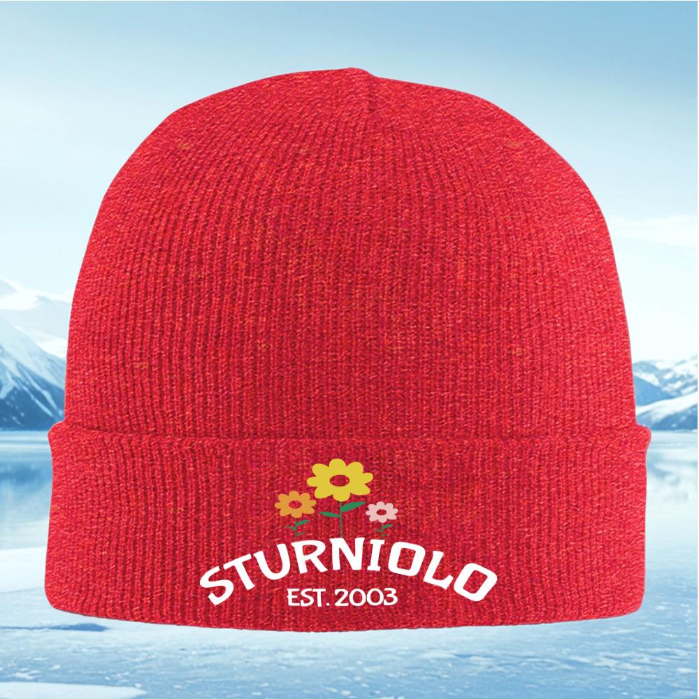 

Flowersyelloworangepink on black background Men Women Unisex Knitted Hat Beanie Pullover Cap Winter Thermal Warm Christmas Ou