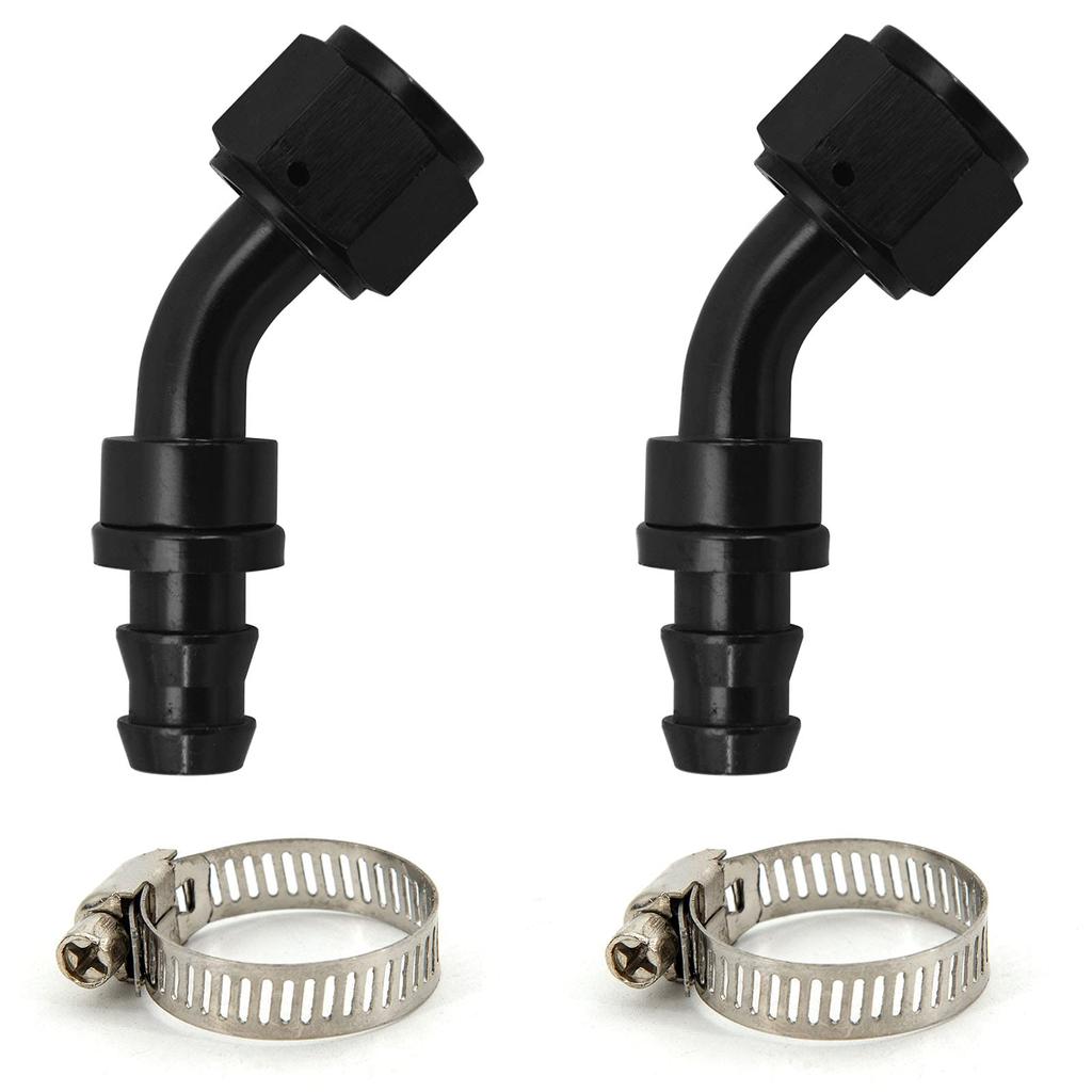 ZHSYMX 8AN 45 Degree Push Lock Hose Fitting and Hose Clamp End Black Rubber