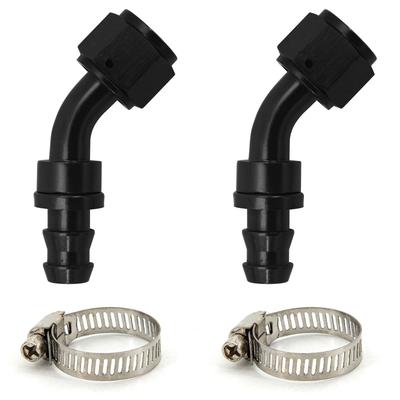 ZHSYMX 8AN Conexão de Mangueira Push Lock 45 Graus e Extremidade com Abraçadeira de Mangueira Borracha Preta