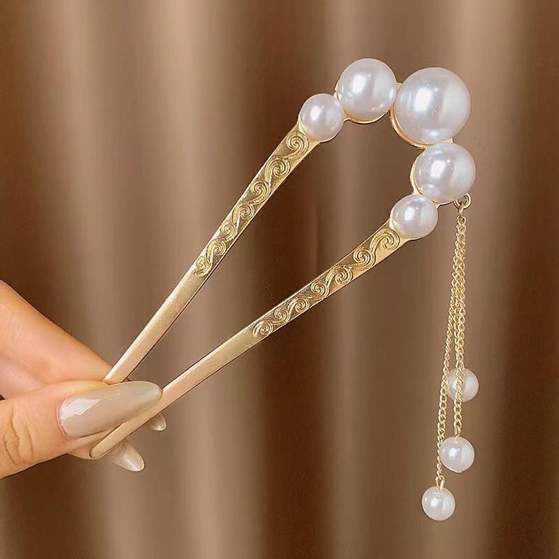 Pearl u-shape hair clips accessories Hairpin Female Plug comb Hairpin Hair Plate Fixed artifacts Hairpin Headdress