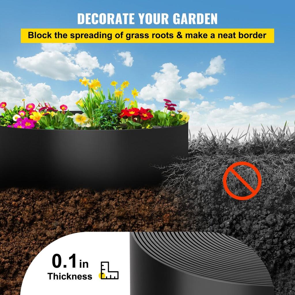 Landscape Edging, 10 Inch Depth 150 Ft Total Length, Recycled HDPE Coiled Terrace Board, Flexible Bender Border for Landscaping, Lawn, Garden, Yard,