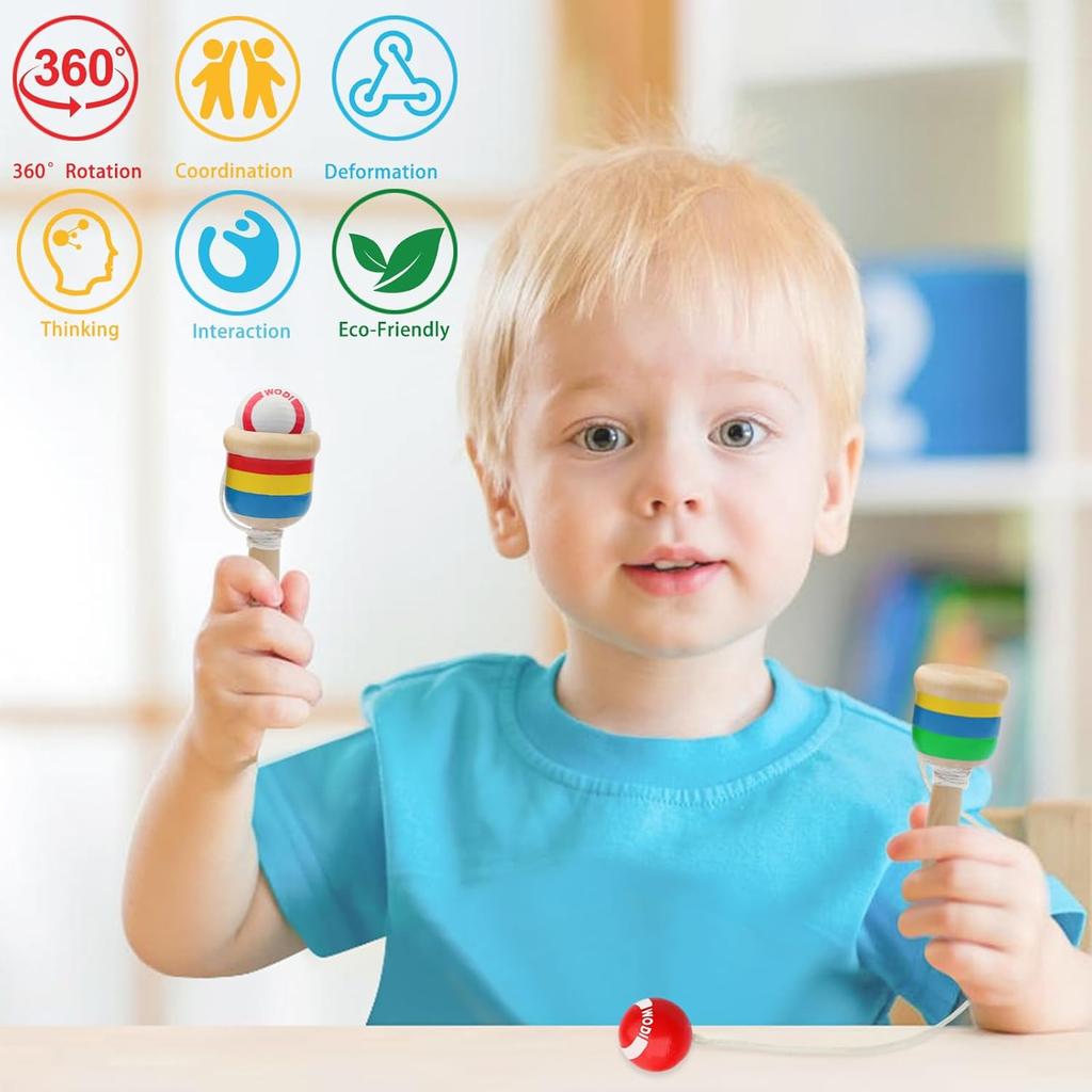 1 Set Wooden Skill Development Toy, Stacking Cups & Catch Ball Set for Kids, Improves Motor Skills & Early Learning