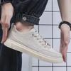 Men's Canvas Shoes Trendy All-match Breathable Mens Sports Sneakers Lace Up Lightweight Flat Solid Color Casual Sports Shoes Man