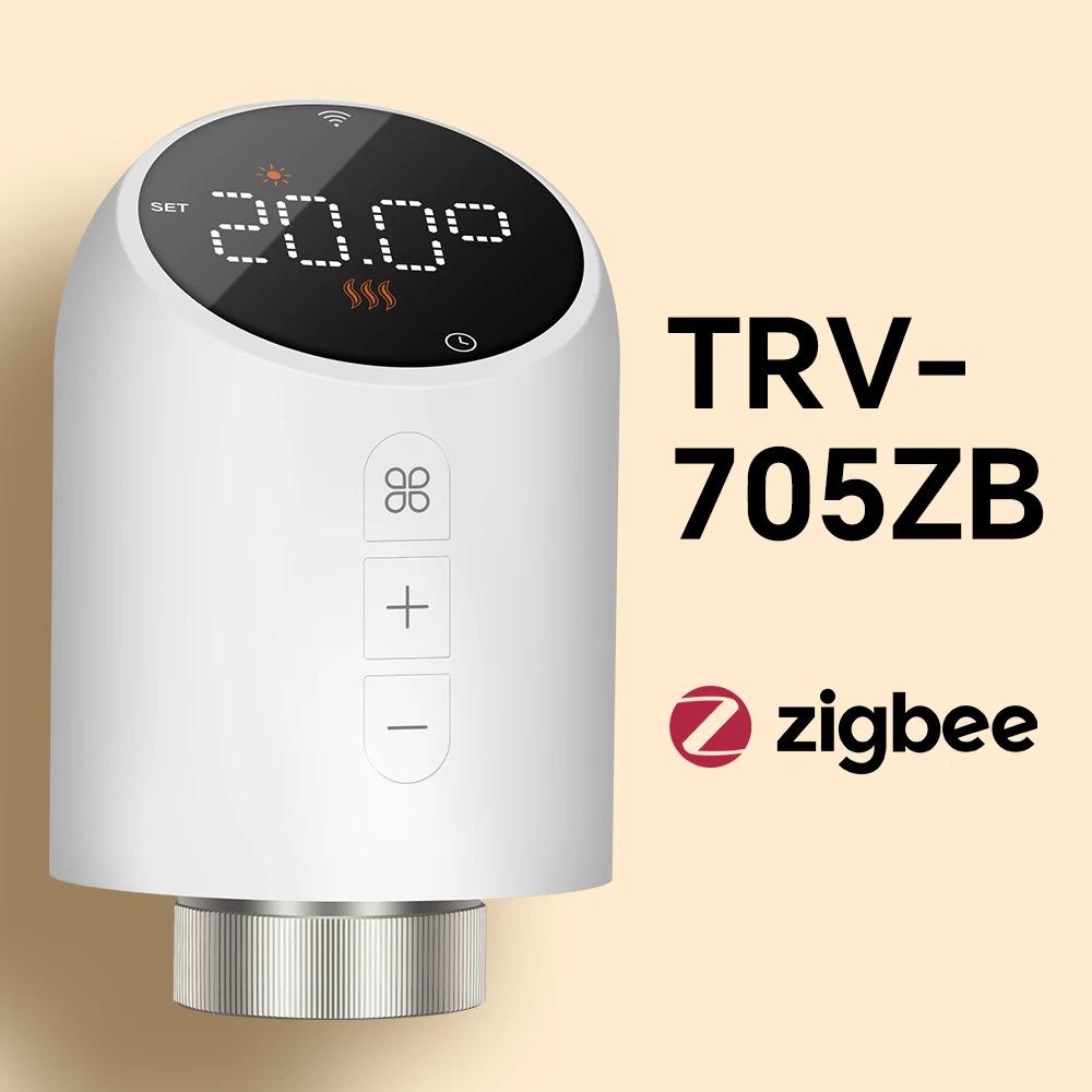 Умный термостатический клапан для радиатора ZigBee – Голосовое управление, Удаленное управление через приложение, ЖК-дисплей, Защита от накипи