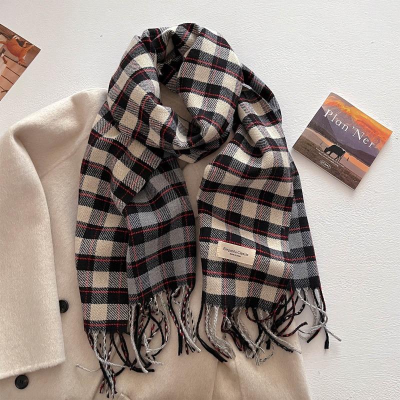 Autumn and Winter New Fashion Plaid Scarf Men and Women Versatile Warm Shawl Versatile Thickened Couple Scarf