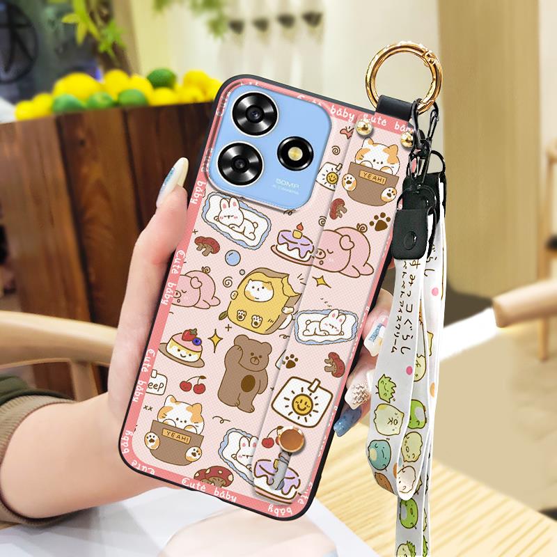 Back Cover Cartoon Phone Case For ZTE Blade A73 4G/V50 Smart Cute Kickstand Wristband Shockproof Waterproof Soft case