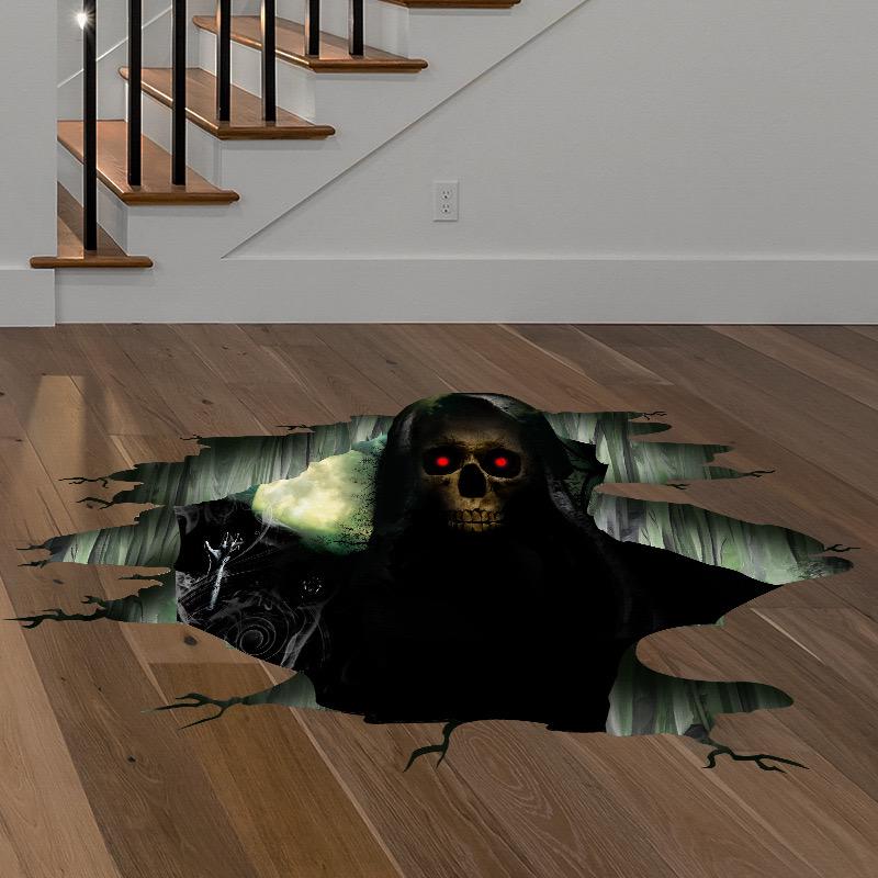 3D Halloween Floor Stickers: Stereoscopic Horror Props for Indoor Decor in Malls, Stores, or Bars
