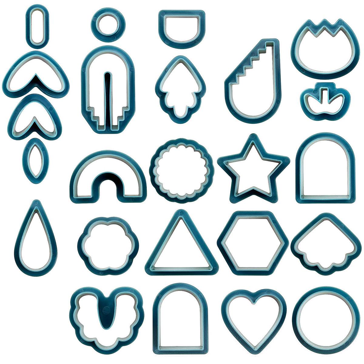 

24pcs Polymer Clay Cutters Kits Earring Ceramic Craft Cutting Mold Baking Mould Handmade DIY Jewelry Making Tools for Beginners синий