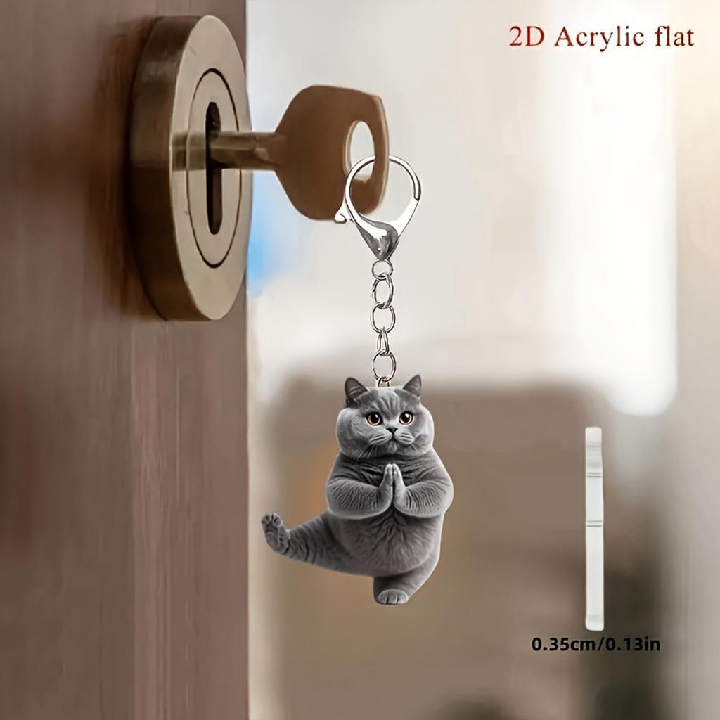 Delightful Acrylic 2D Flat Cats Keychain Pendant Ideal For Car Decoration Or Personal Items Backpack Cats Ornament