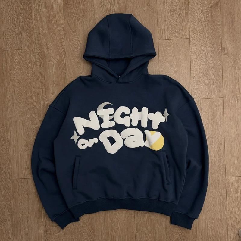 

Y2K autumn and winter street minimalist letter printed long sleeved loose sports hoodie XL темно-синий