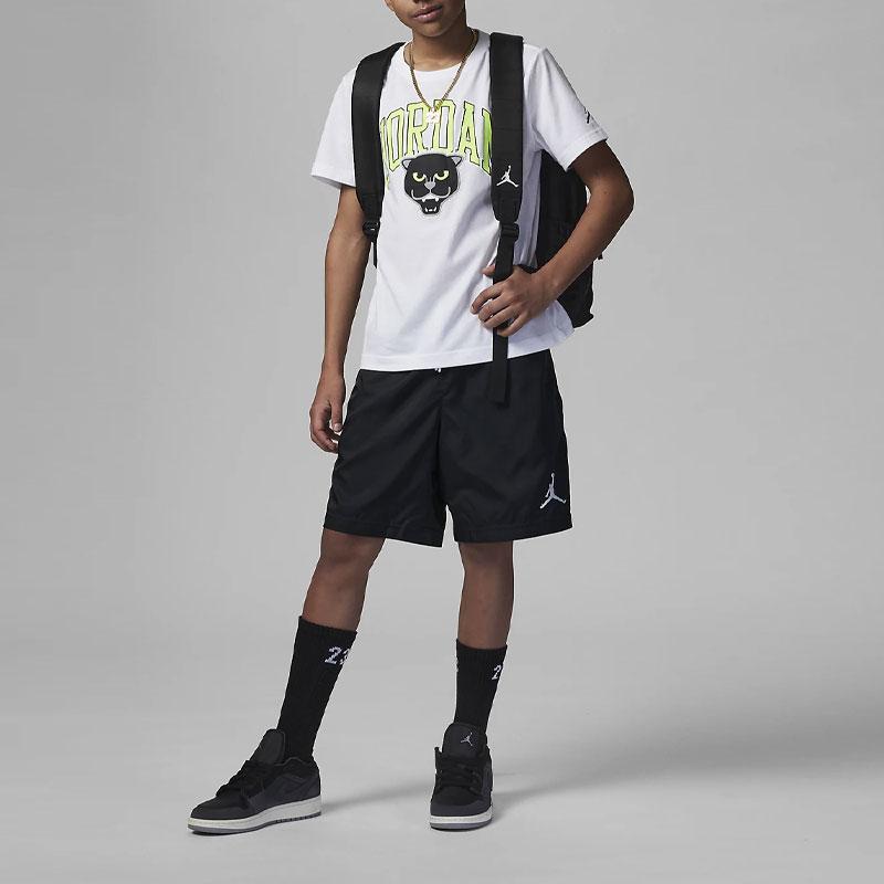 Jordan Panther Letter Print Round Neck Short Sleeve T-Shirt Kids Tops White FQ3609-100