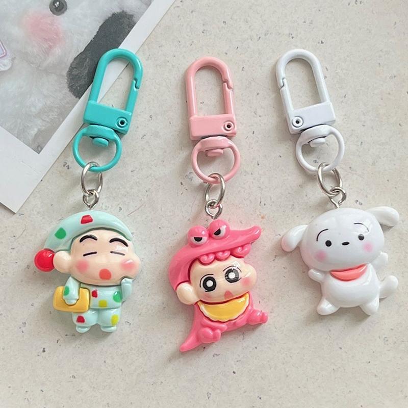 Crayon Shin-Chan Car Key Chain Cute Couple Schoolbag Ornaments Anime Cartoon Pendant Charm Keyring Figures Accessories Gift