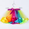 2026 Kids' European & American Rainbow Mesh Dance Tutu Skirt - Lined Half Skirt for Girls