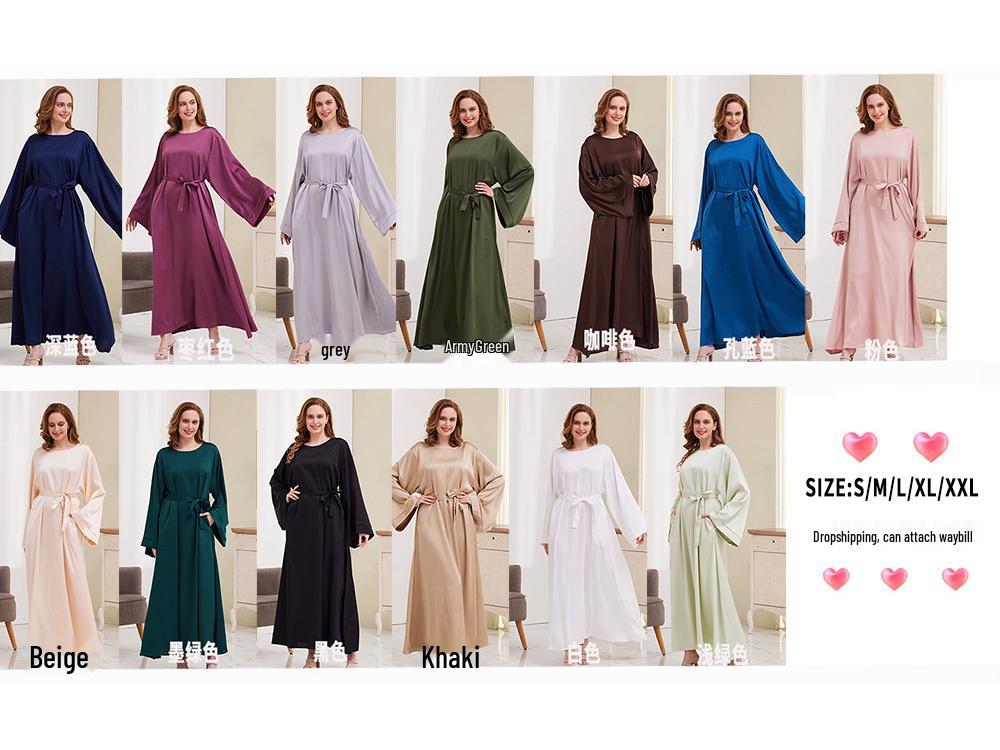 TikTok-Inspired Simple Casual Muslim Women's Robe Dress