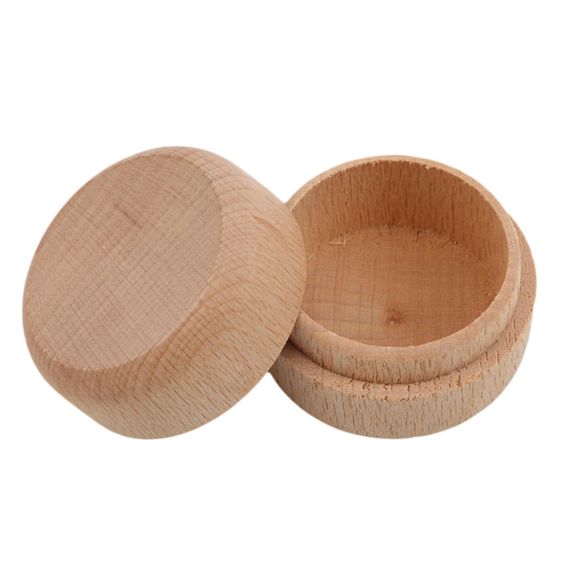 1Pc Portable Vintage Round Wooden Jewelry Storage Box Ring Earrings Container Storage Case