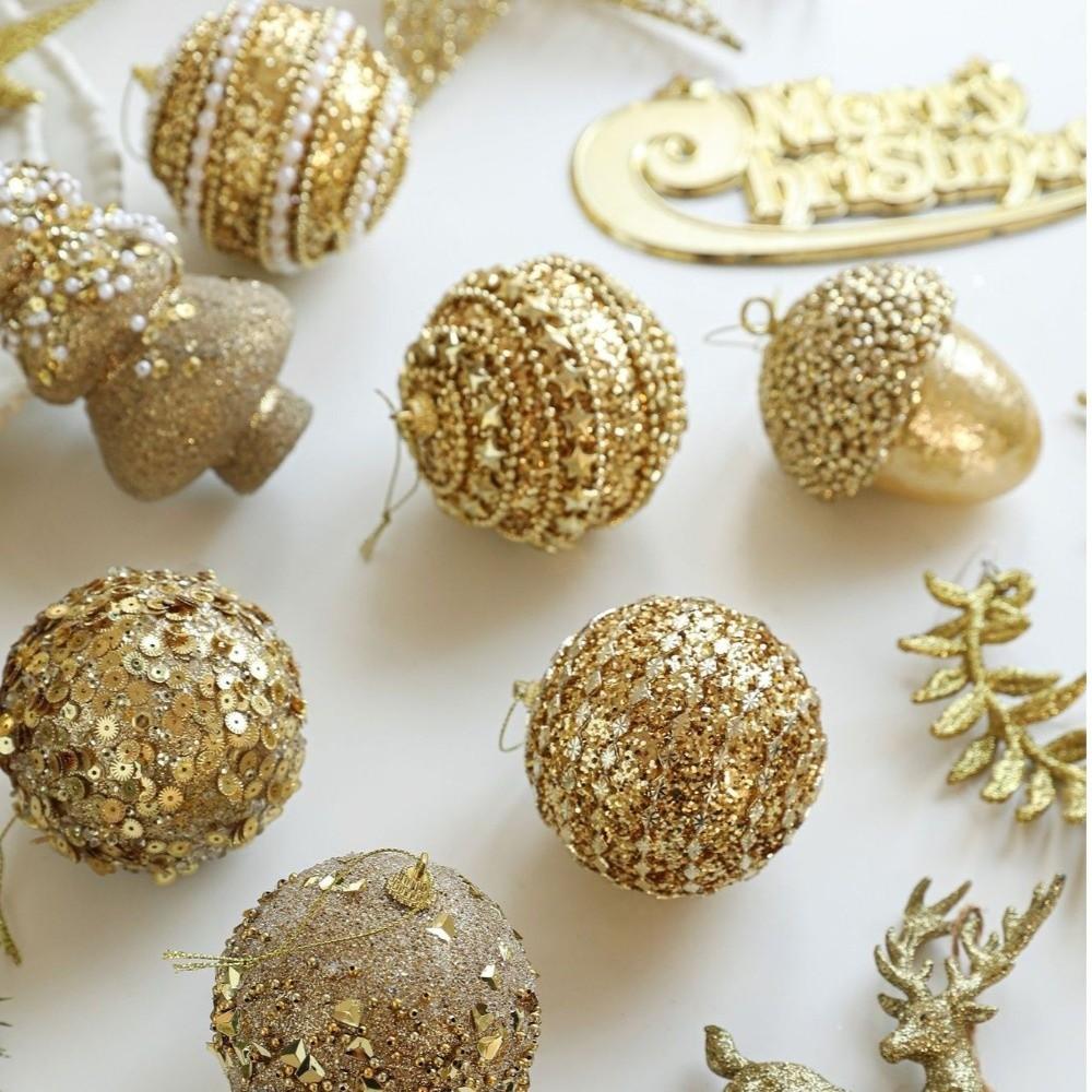 Gold Glitter Christmas Tree Ball Hanging Ornaments Sequin Foam Xmas Tree Decorations Christmas Ornaments Christmas Navidad Gift