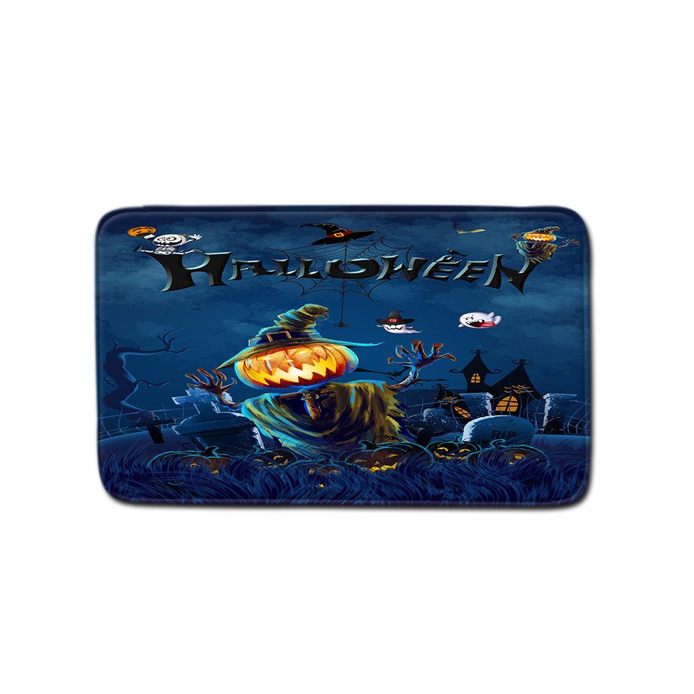 Halloween Shower Curtain Floor Mat Combination Four-Piece Household Door Mat Bedroom Non-Slip Carpet