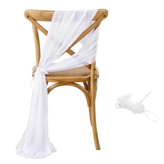 Chiffon Chair Sashes Wedding Aisle Decorations 9Ft Wrinkle-Free Draping Fabric for Ceremony Reception Party Banquet Decoration