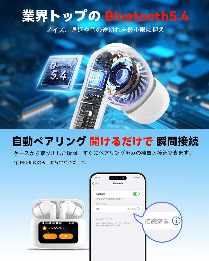 Bluetooth Wireless Earbuds with Touchscreen 6 Silicone IPX7 Up to 90 Hours of 2025 Latest Bluetooth Earbuds with EDR Bluetooth Karuna HIFI Sound Low