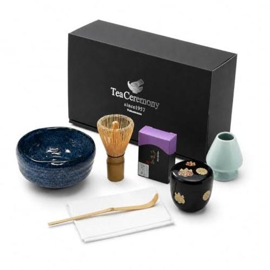 Matcha set additive-free Kyoto Uji gift beginner 7-piece Mino ware bowl (made Japan) Kabayaki Harumatsu main store 20g (using domestic tea leaves) box