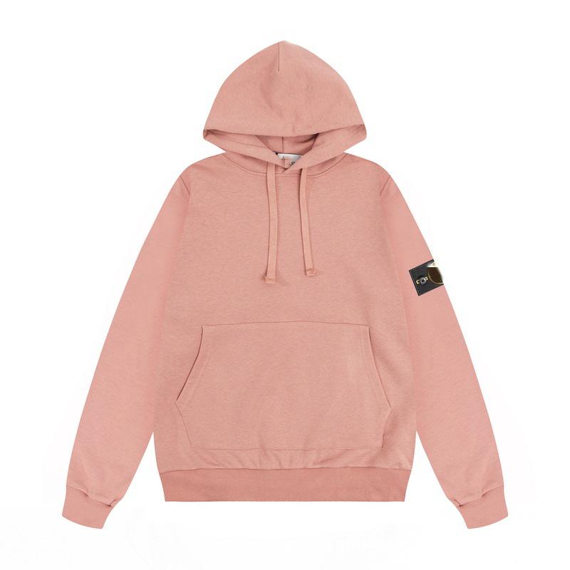 Stone Classic Unisex Uni-Farbe Abzeichen Hoodie - Langarm, Trendiger Stil