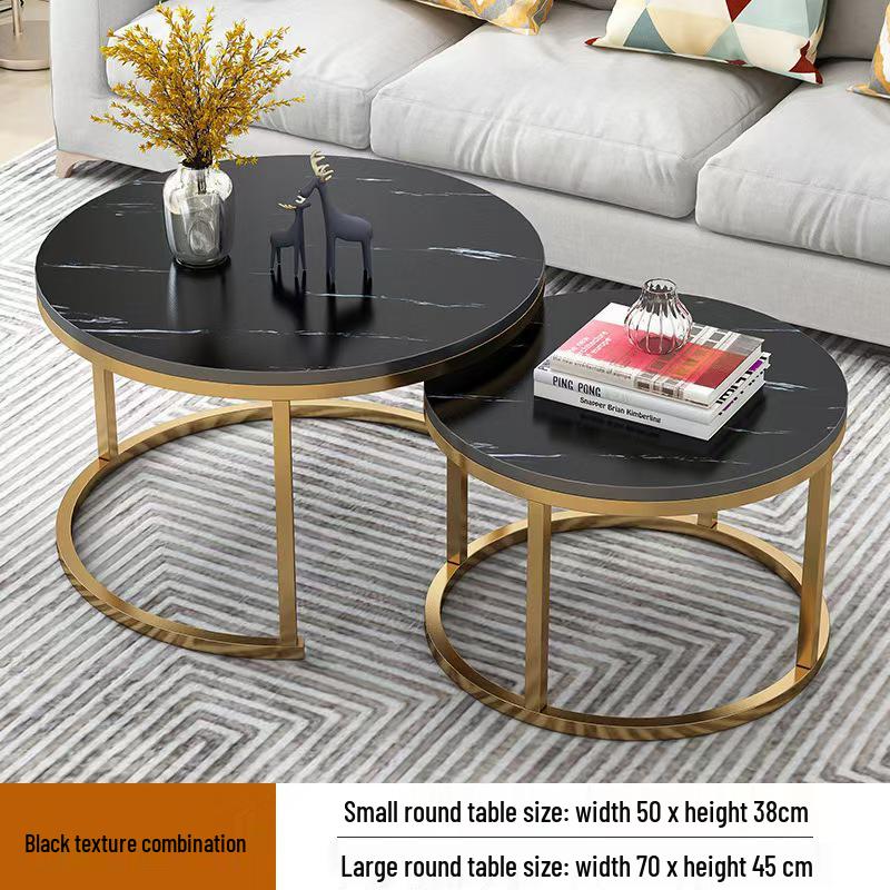 Compact Wrought Iron and Particleboard Coffee Table with Sintered Stone Surface