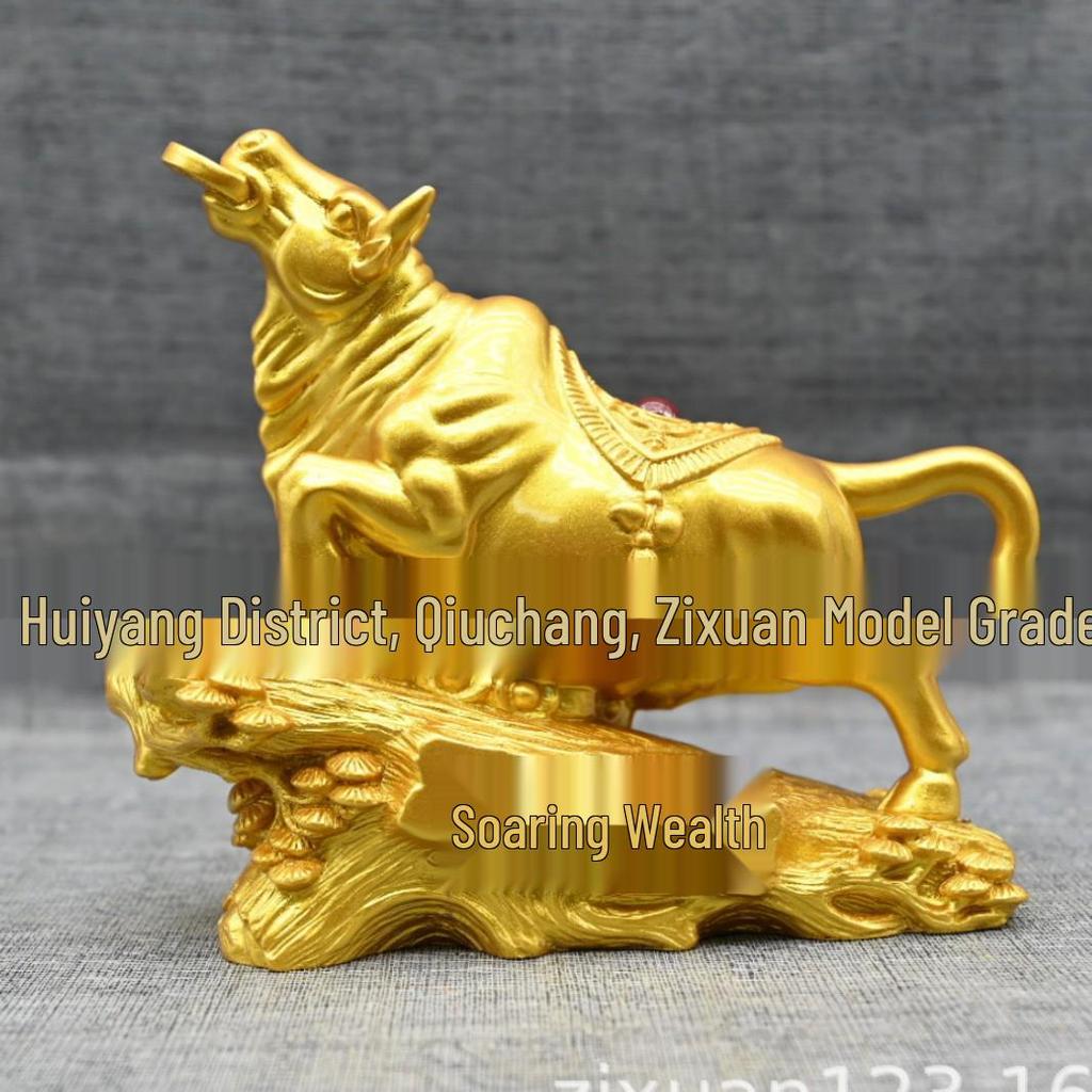 Large Golden Bull Ornament - Wall Street Zodiac Bull for Office & Living Room