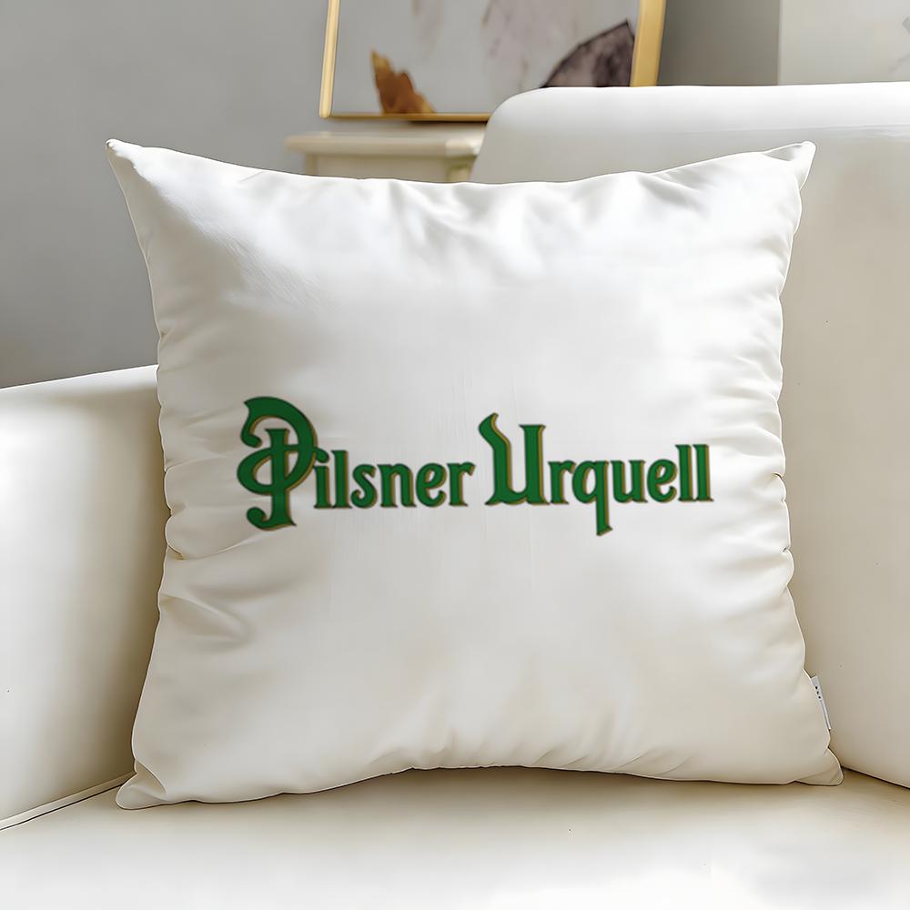 Beverage Brand Pilsner Urquell Cushion Cover Soft EasyWash Pillow Case Versatile for Couch Bed Travel and Office
