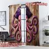 2D FLAT PRINTING 2pcs Curtains (Without Rod) Pirate Octopus On Wood Chic Contemporary Curtains Prints Light Filtering Curtains