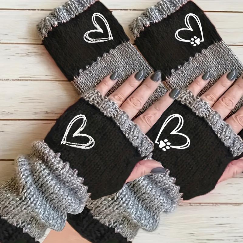 1PAIR heart-shaped claw embroidery autumn and winter warm going out mittens