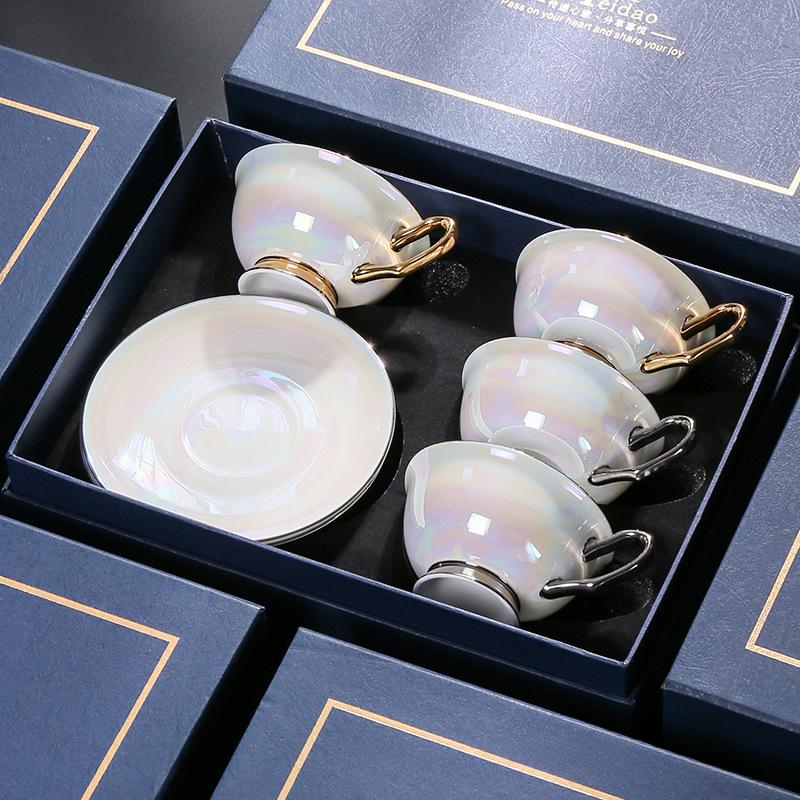 High-end Exquisite Bone China Coffee Cups for Couples Golden Galaxy Souvenir Afternoon Tea Tea Set Ceramic and Ceramic Tableware