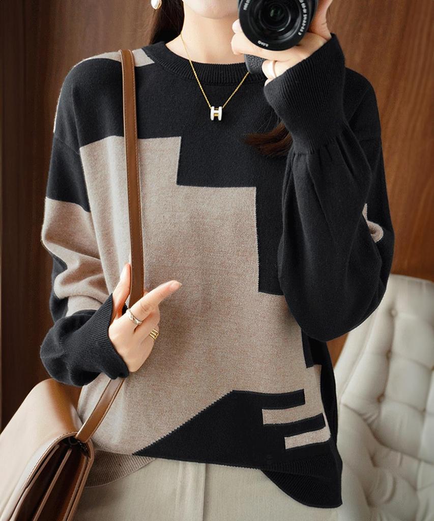 Unifiss Knit Sweater with a Color Crew and Long Cute and Warm for Fall and Versatile Sweater with a and Elegant Dolman Sleeve Tunic Trendy and Stylish