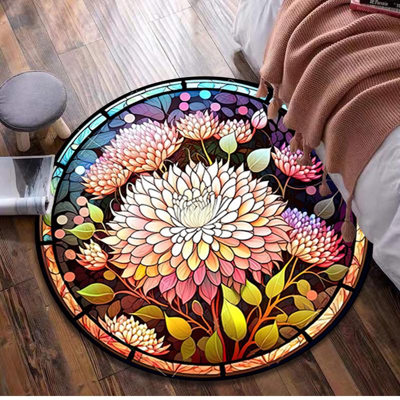 

1Pc Animal dragonfly Circular Print Rug - home decoration Carpet For Living Room Bedroom Flooring Computer Chair Area Rug 80x80cm( 31x31in)