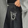 Elegantní řetízek na kalhoty ve tvaru srdce s kamínky, nastavitelný, jako brož pro dekoraci oblečení a styling outfitu