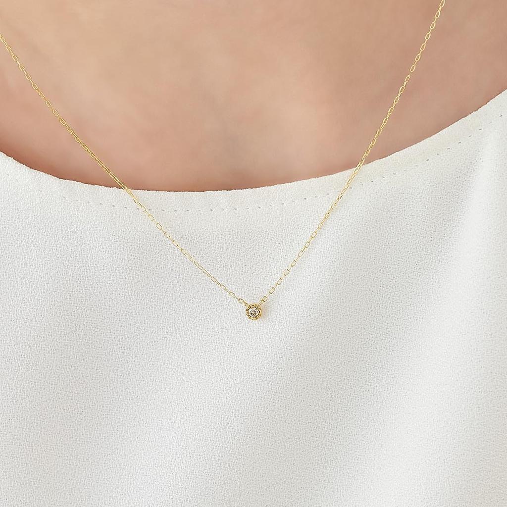 Official 10K Yellow Gold Single Stone Birthday Gift for Includes Jewelry 112546123008 4℃ Necklace, Women, Case,
