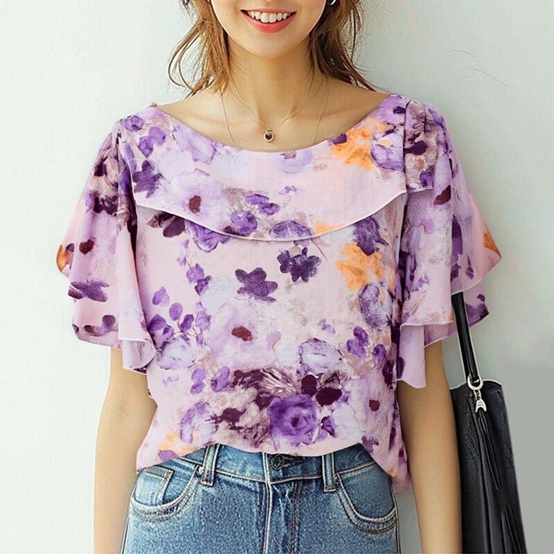 ZANZEA Women Loose Casual Summer Short Sleeve Floral Print Blouse
