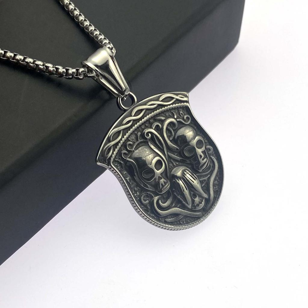 Necklace Gothic Style Skull Tag Men Hip Hop Punk Pendant