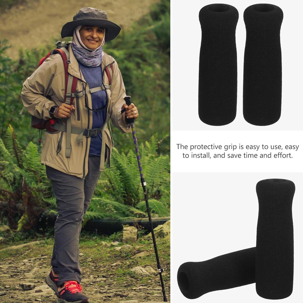 Kisangel 4Pcs Walking Cane Handle Grip Replacement Walking Cane Grip Foam Hand Grip for Walking Cane Accessories, 11x3cm, Black,