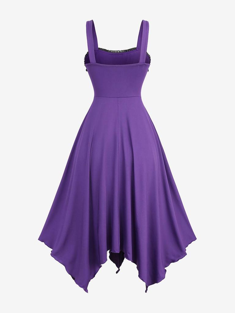 Rosegal Übergröße Rosenblumen Beflockung Schnürung Rüschen Asymmetrisches Tankkleid