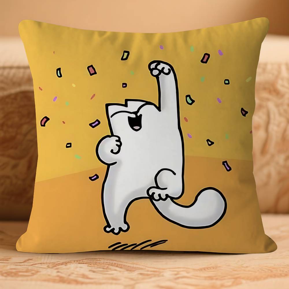 Cartoon-SIMONS CATS Pillow Case Removable Washable Cushion Cover – All-Season Soft Linen