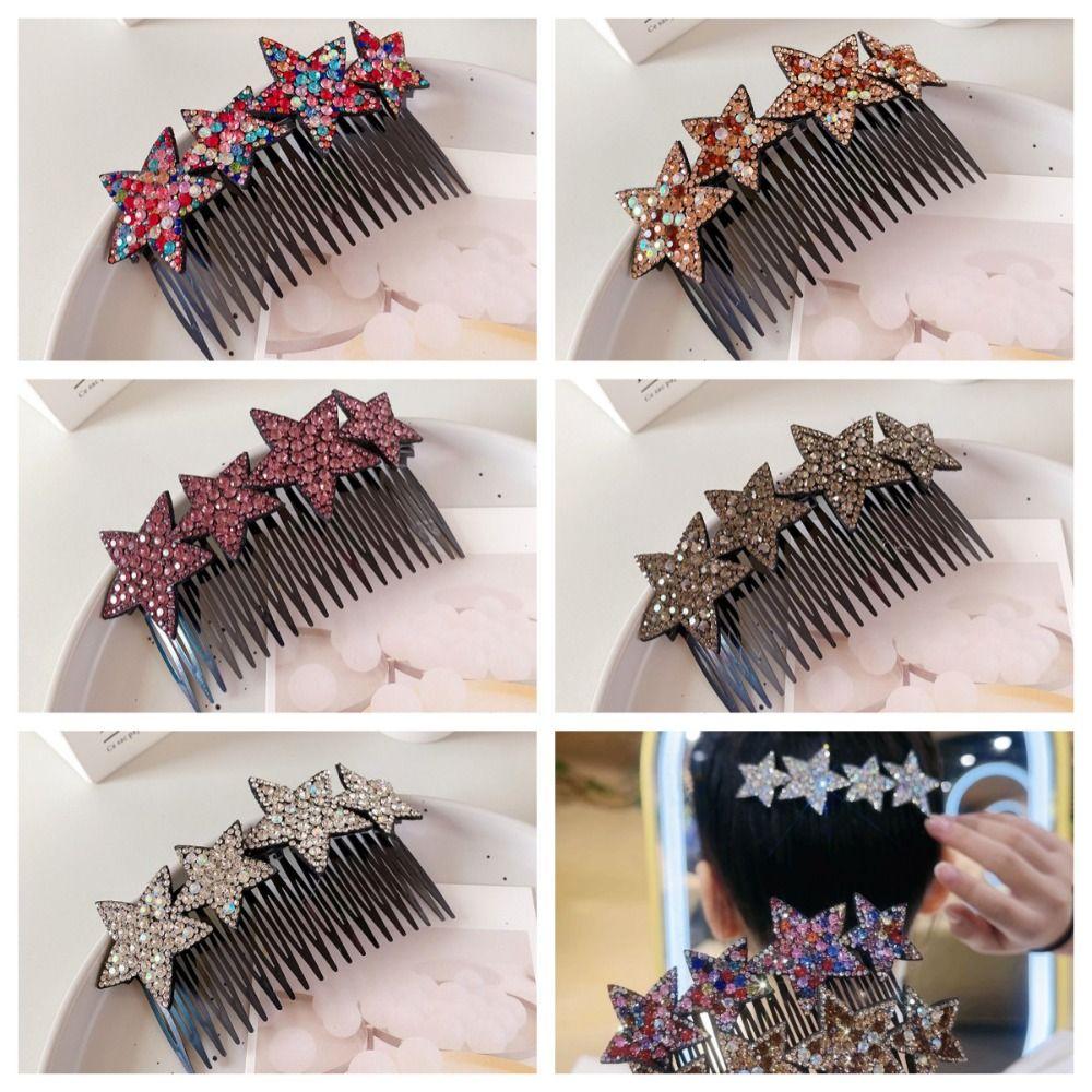 

Star Shape Hair Styling Tool Shiny Rhinestone Broken Hair Comb Simple Hair Ornaments