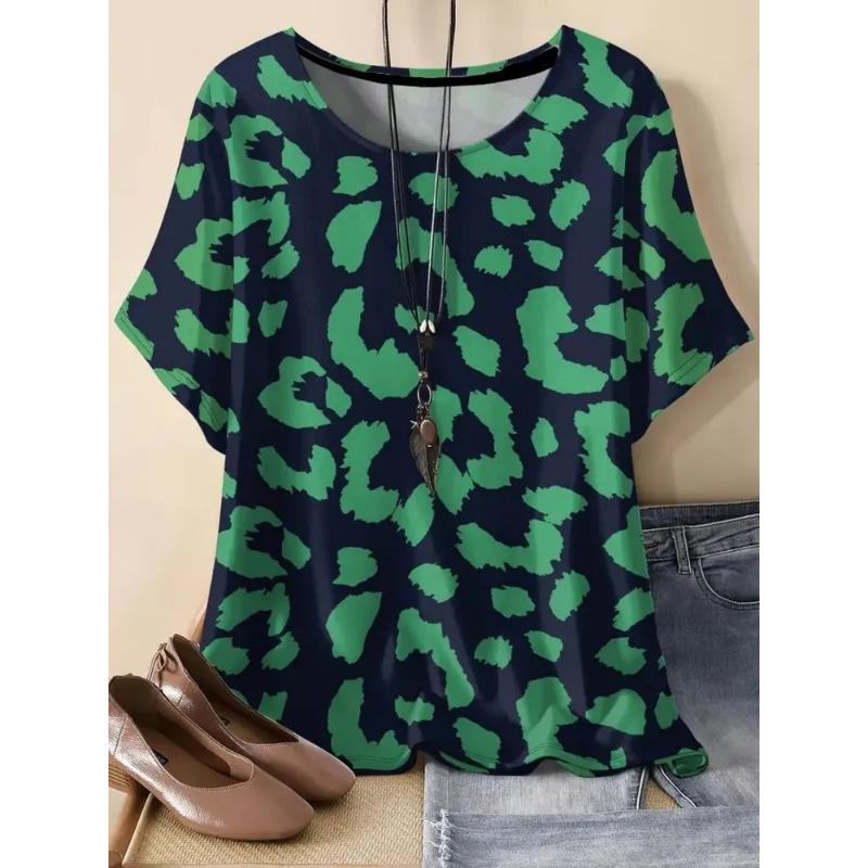 Fashion Women's Simple Short Sleeve Premium Crew Neck Short Sleeve 3D Simple Color Printing Crew Neck T-Shirt